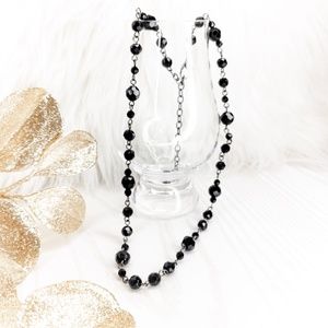 20" Necklace•Evening Matinee•Black Rondelle Beads